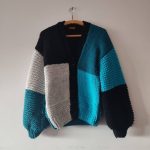 Trendy Patch Cardigan Blue