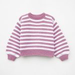 crochet striped sweater white _ pink